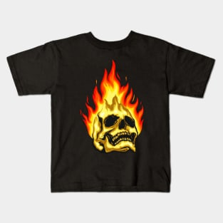 Skull Fire Flame Kids T-Shirt